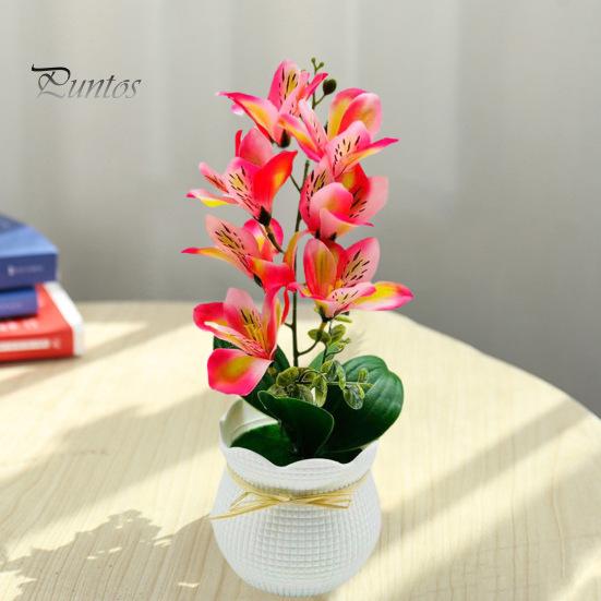 Simulation Magnolia Flower Artificial Potted 7 Head Home Office Living Room Table Centerpiece Wedding Faux Floral Plants Bonsai Indoor Outdoor Desktop