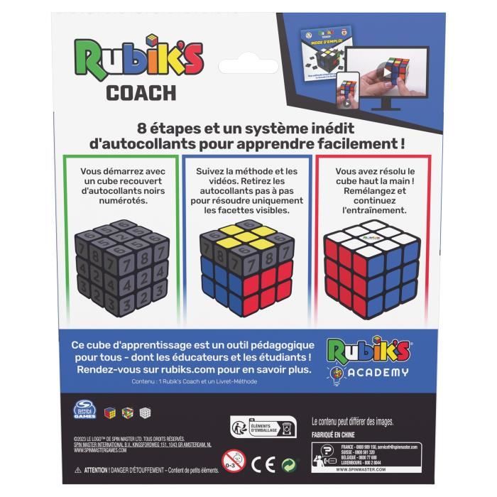 Rubik's Cube 3x3 Méthode simplifiée - RUBIK'S - Coach - Pédagogique - Multicolore - Garantie 2 ans