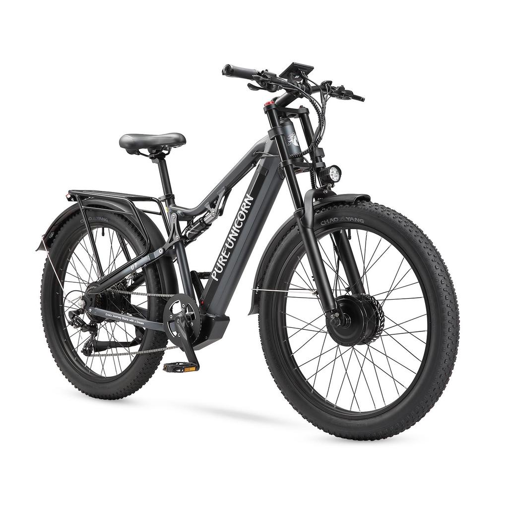 PURE UNICORN U7 Electric Bicycle With TowSeat 27.5 × 3.0 INCH Fat Tires 1000W Dual Motor 48V19.2Ah Electric Bike All Terrain Riding Electric Bicycle