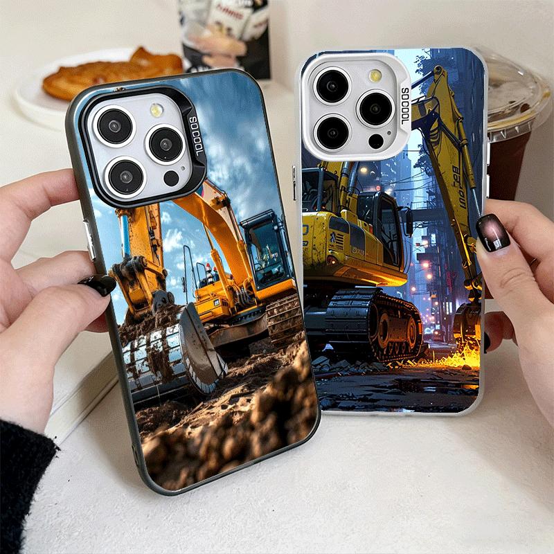 Excavating Machinery Cool Shockproof Phone Case for iPhone 17 Air 16 16E 15 Pro Max 14 Plus 13 Mini 12 Back Cover Anti Fall Fund