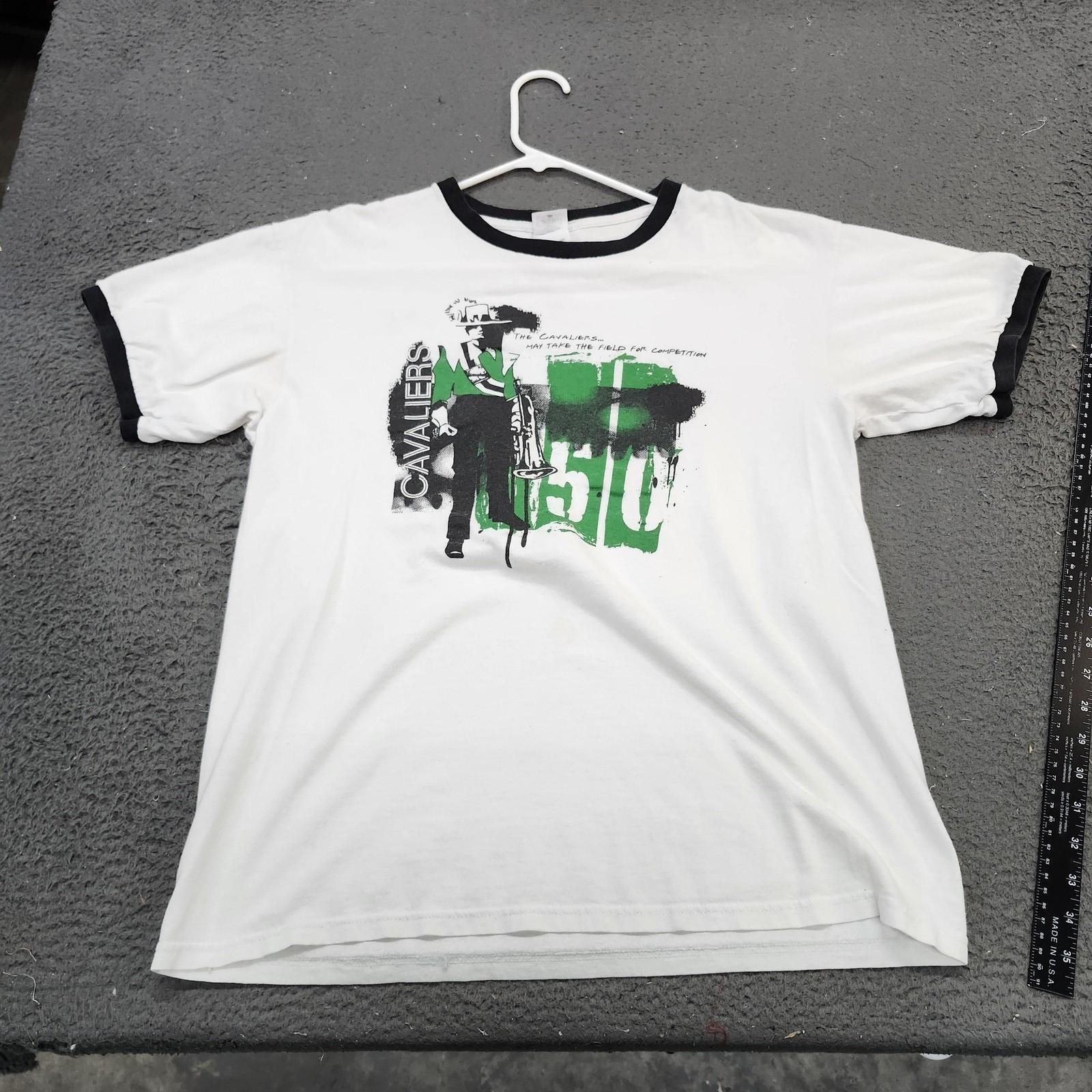 Anvil Shirt Mens L White Cavaliers Band Graphic Crewneck Ringer Short Sleeve Unisex T-Shirt M