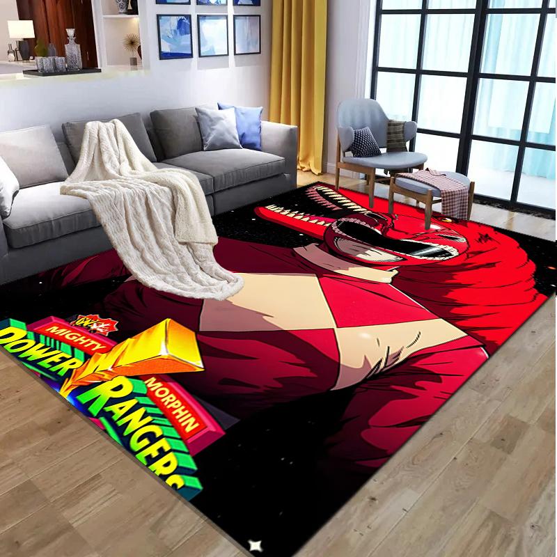 Mighty Morphin Power Rangers Pattern Rug, Indoor/Outdoor Mat, for Picnic, Gameroom, Bedroom, Office, Living Room, Home Decor Carpet, Birthday Gift