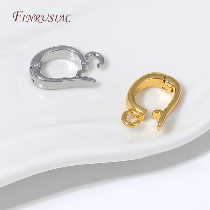 18K Gold Plated Enhancer Bail Clasp,D Shape Openable Pendant Connector For Jewelry Making Findings DIY Bracelet Accessories