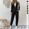 Women's 2024 Fall and Winter New Europe and USA Hooded Long Sleeves Zipper Sweatshirt Casual Sports Jumpsuit