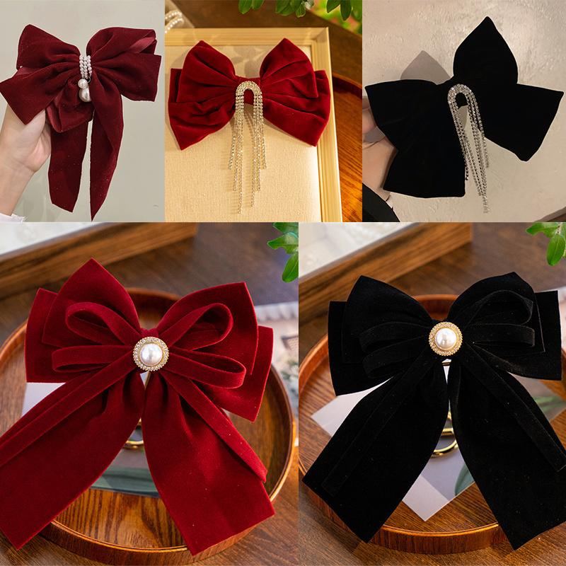 Red Bow Headdress For Ladies Sweet Hair Clip Bride Engagement Wedding Hairpin Spring Clip Fashion Hair Accessories Gifts