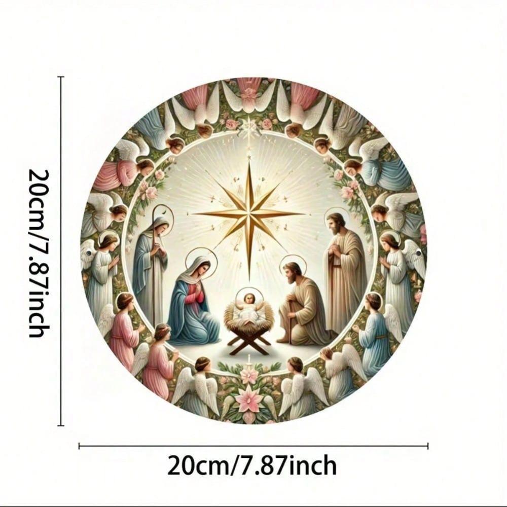 3D Embossed Nativity Scene Metal Tin Sign Vintage Wall Art Decor for Home Bar Cafe Waterproof Indoor Outdoor Religious Christmas Gift
