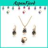 Conjunto Atacado de Colar, Brincos e Anel de Liga de Estilo Europeu e Americano de Alta Qualidade com Strass em Gota de Água