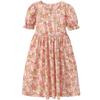 Girls' Summer Dress Cotton Dress Floral Puff Sleeve French Forest Oil Painting Style Sweet Cotton Dress