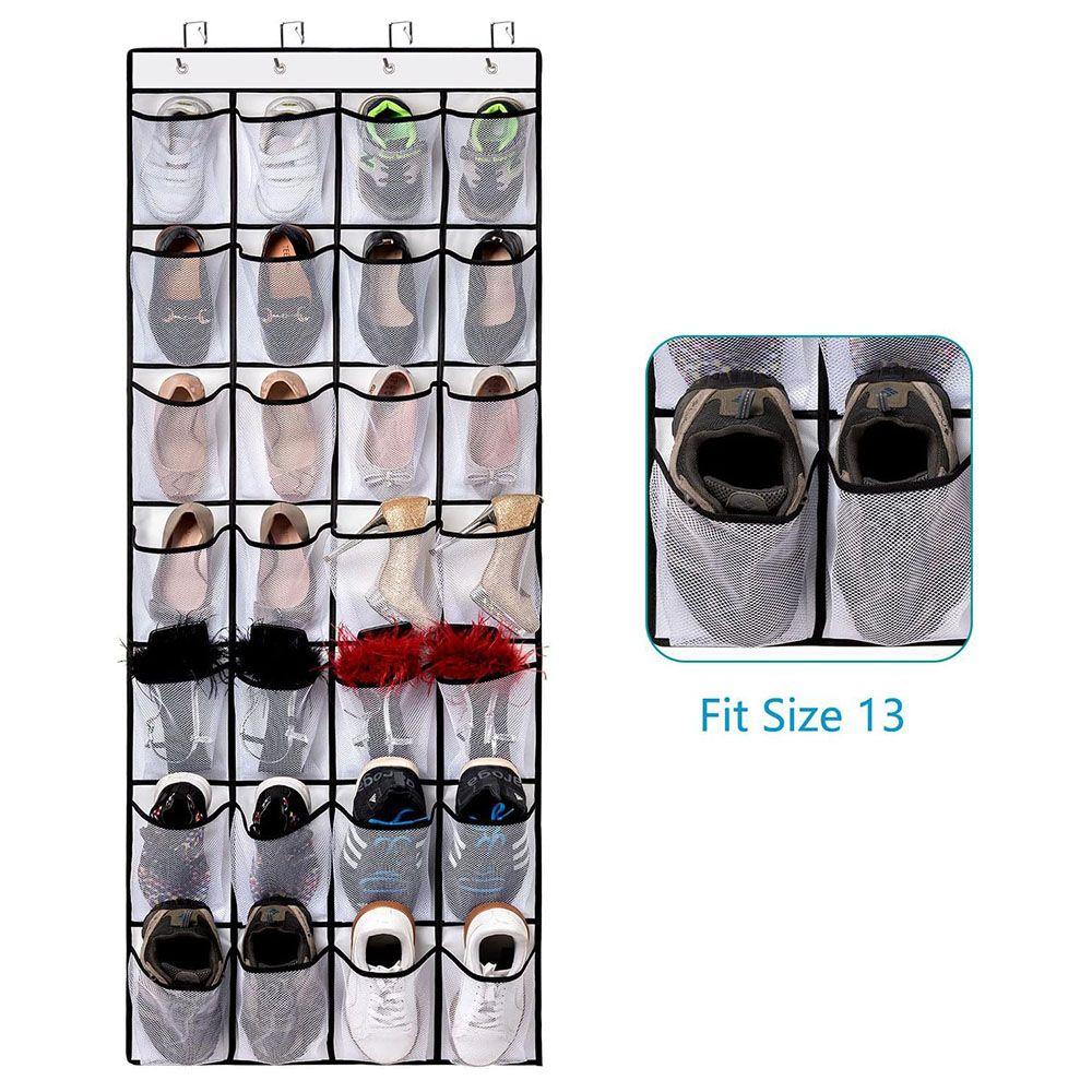 Breathable Over The Door Shoe Organizer Mesh Pockets Hanging Shoe Rack  Door Behind