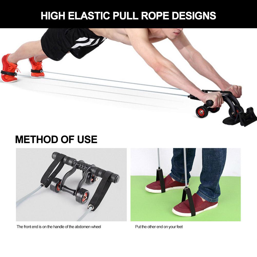 2pcs Abdominal Wheel Auxiliary Pull Rope Belly Exercise Trainer Roller Wheel Resistance Rope