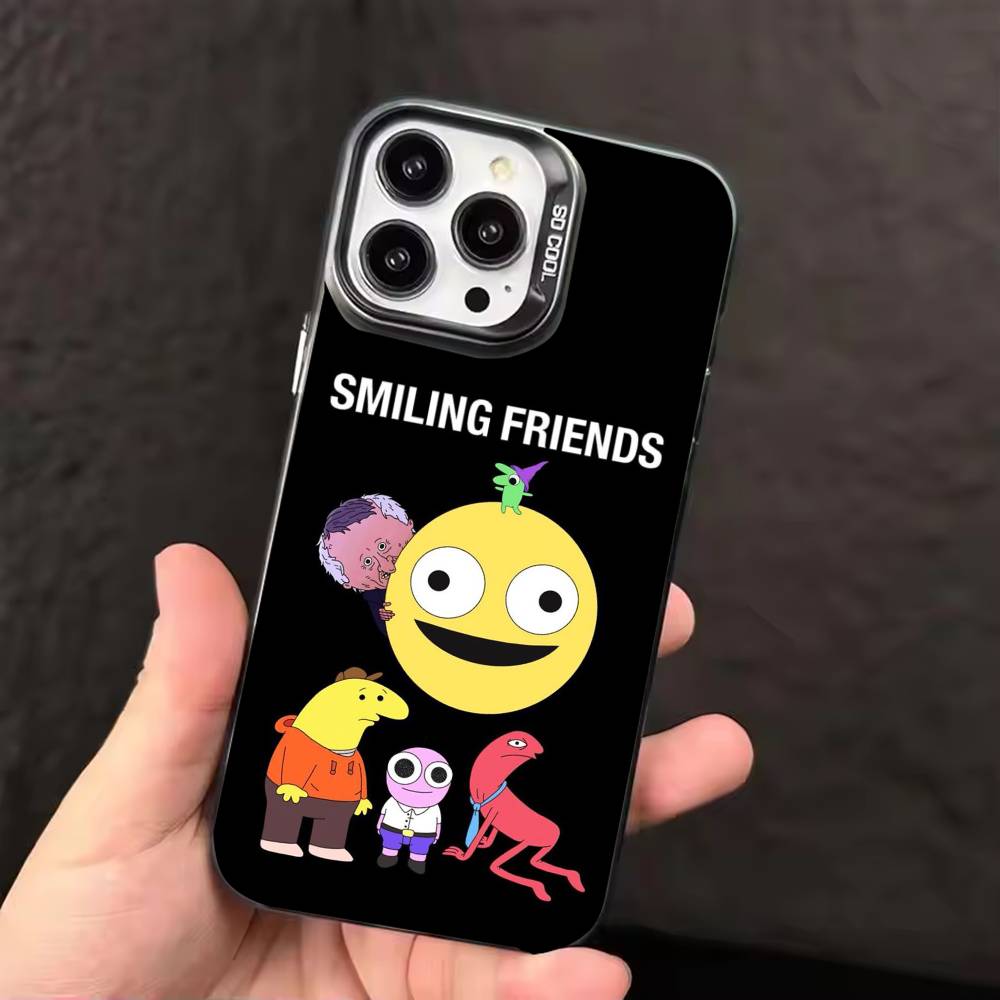 Cartoon S-Smiling friends Phone Case Color Silver Shell For IPhone 17 16 15 14 13 12 11 Pro Max Plus