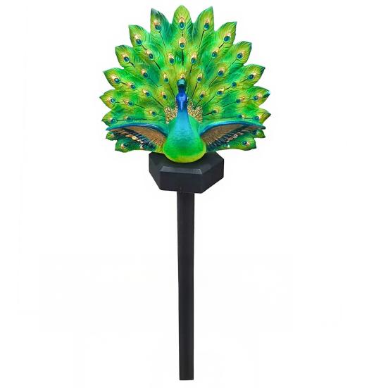 Illuminated Tropical Garden Sculptures Solar Peacock Light, Outdoor Sculpture with Auto-On LED Brightening Lawn Accents for Summer Lights,