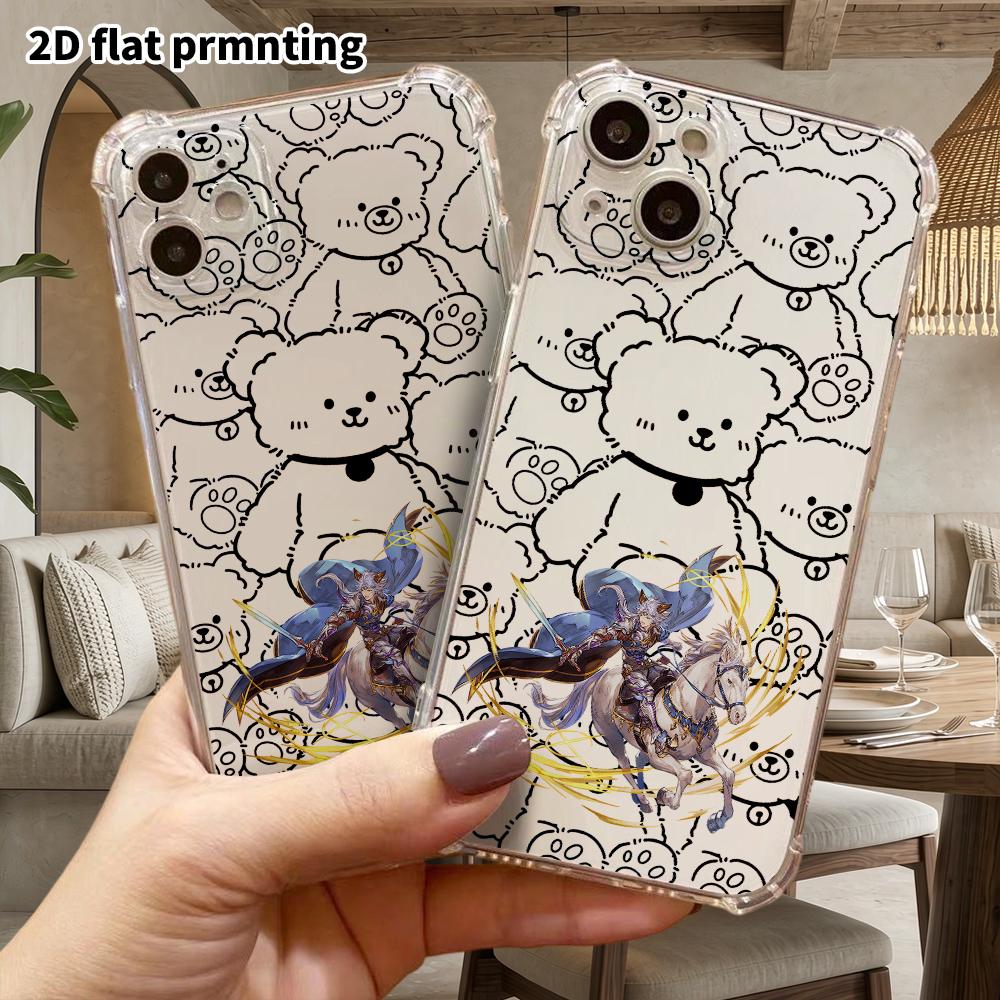 Phone Case: 2D flat suitable for iPhone 18 17 16 15 14 13 Pro, transparent four corner protective case, featuring a horseback rider, Christmas and Hal