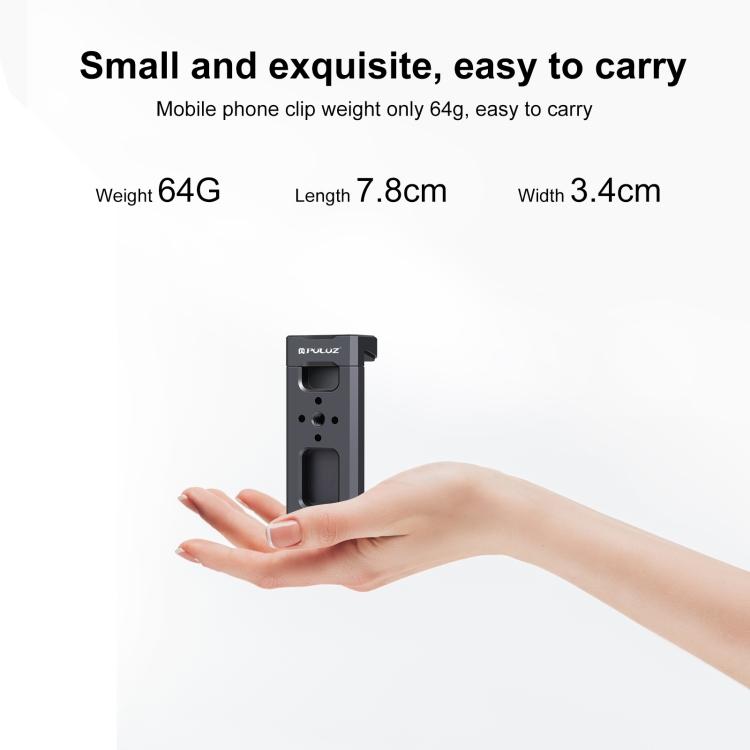 PULUZ Cold Shoes Aluminum Alloy Phone Clamp Holder Bracket(Black)