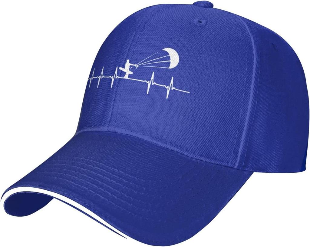 Kitesurfing Heartbeat Lifeline Graphic Baseball Cap Polyester Adjustable Outdoor Sports Trucker Hat