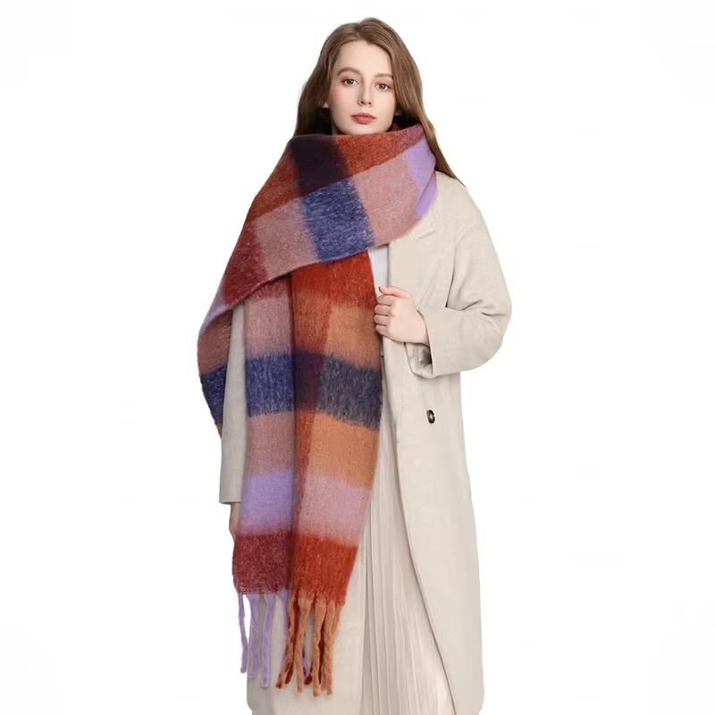Winter Scarf Men Women Cashmere Warm Rainbow Hairy Pashmina Blanket Wraps Female Thick Soft Bufanda Tassel Shawl Poncho Echarpe