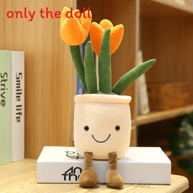 Plush Succulent Plant Series Tulip Plush Toy With Cartoon Design For Living Room Decor
