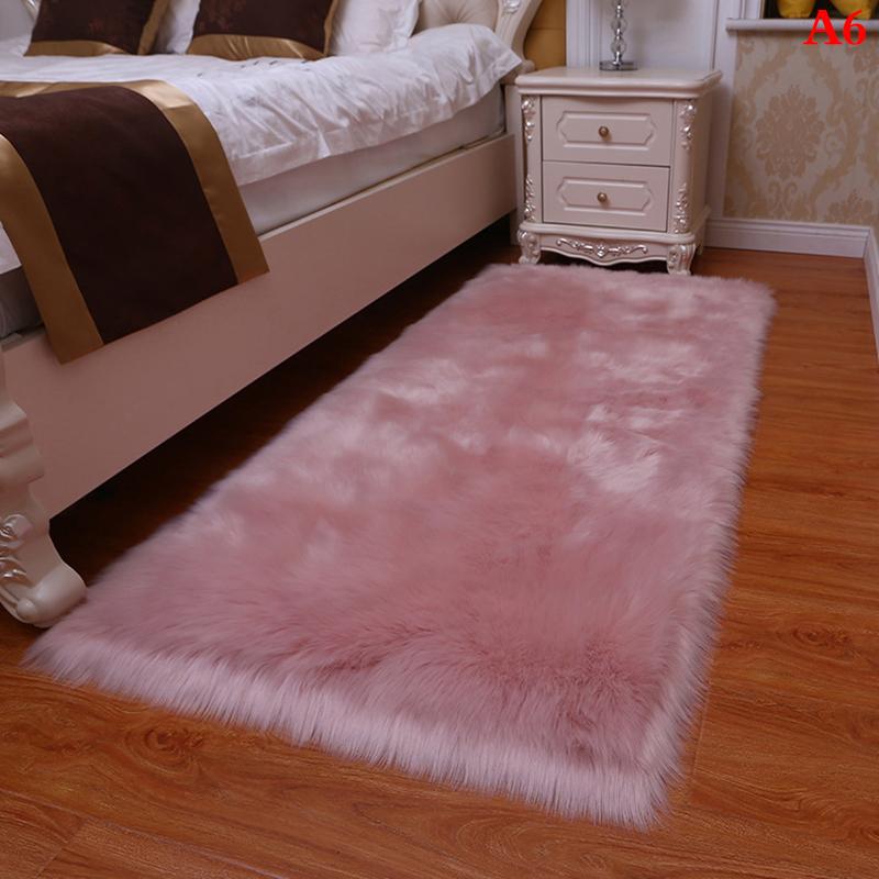 

Soft Sheepskin Plush Carpet Imitation Bedside Mat Bedroom decoration Sofa Cushion White Plush Rugs Red Living Room Fur Carpet