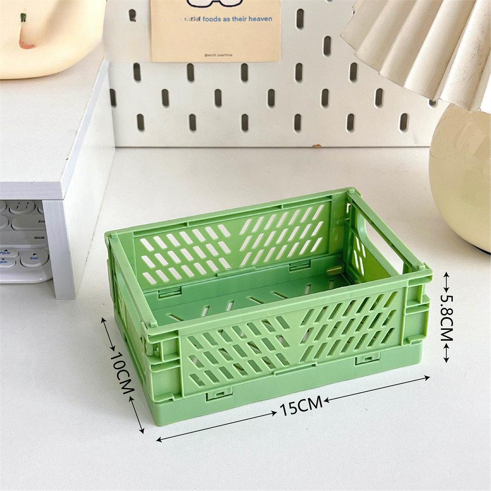 

Cute Ins Folding Plastic Storage Rack Organizer Box Student Portable Desktop Food Toy HandAccount Tape Stationery Storage Basket