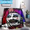 1PC Custom Name Horror Clown Artwork Throws Blanket Flannel Blankets for Couch Bed Gifts for Men Women Travel Picnic Christmas Fan Gifts