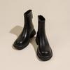 Soft leather thick-soled heightening short boots women's new elastic thin boots in autumn and winter 2025 regular thick-heeled Martin boots