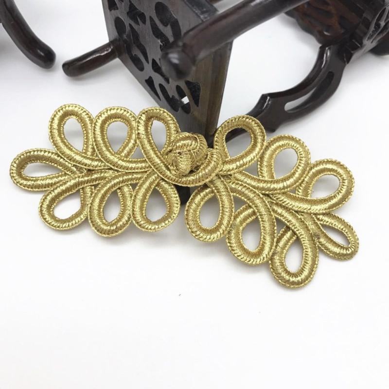 2pcs Handcrafted Gold Frog Clasps Traditional Qipao Knot Buttons for Hanfu & Cheongsam Attire