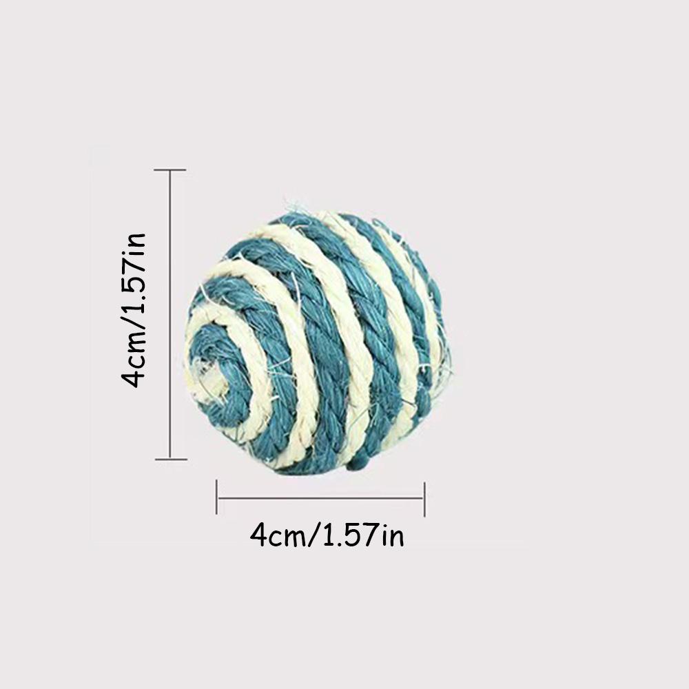 Sisal Ball Cat Toys & Teaser Wand Set - Self-Play Boredom Buster for Cats, Durable Chew Toy for Teething, Anti-Bite Grinding Toy