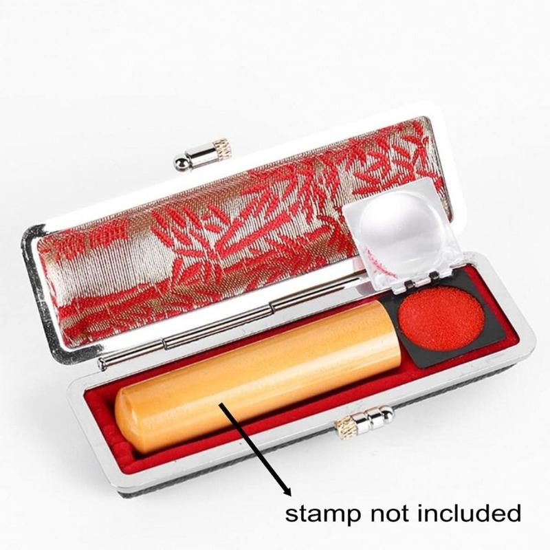 Portable Stamper Storage Box With Velvety Fabric Lining PU Leather Metal Stamper Holder For Business Document Stamping