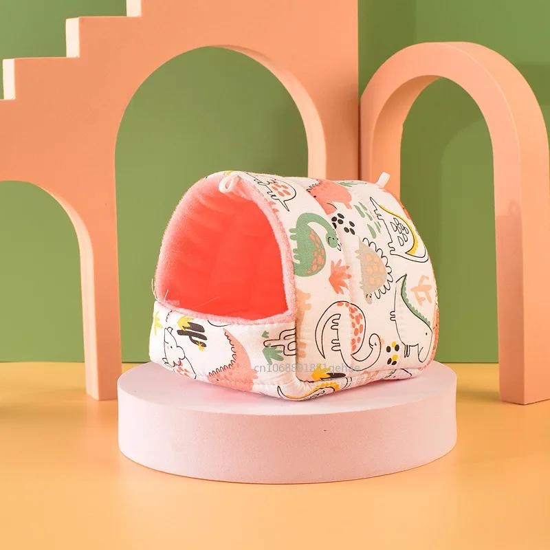 Cute Cartoon Rabbit Squirrel Mini Cage Guinea Pig Nest Small Animal Mice Rat Pet Sleeping Bed Hamster House Winter Warm Soft Mat