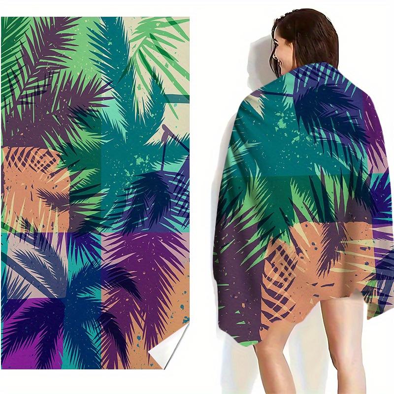 Tropical Palm Leaves Pattern Beach Towel, High Water Absorption Quick Drying Soft and Lightweight, Perfect for Yoga Swimming