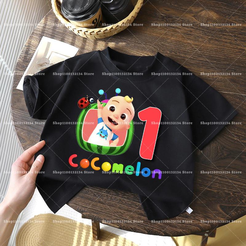 Cocomelons Kids Birthday Number 1-10 T-shirts Cartoon Anime Boys Girls Tees Short Sleeves Printed Children Tops Summer Clothes