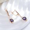 Purple Zircon Crossing Style Pendant Earrings for Women Trendy Golden Light Luxury Jewelry Keep Color