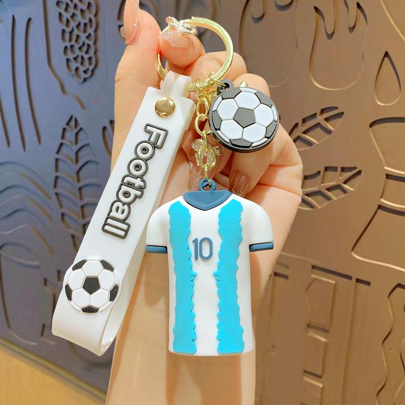 World Cup Soccer Jersey Keychain - Soft Rubber Pendant for Bags & Gifts