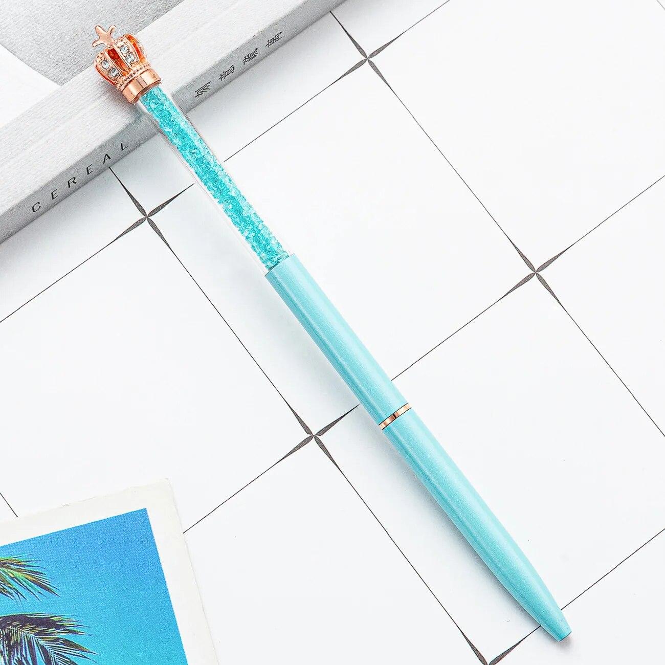 

1 шт., креативная многоцветная хрустальная корона, деловые металлические офисные поворотные ручки, школьные канцелярские принадлежности, офисные принадлежности, шариковая ручка