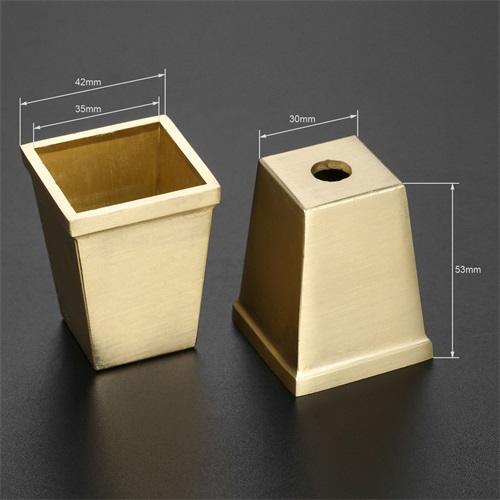 4 Pezzi Copri Gamba Mobile Piedino Punta Solida Rame Ottone Spazzolato Tavolo Sedia Cilindro/Cono Cappuccio Protezione Fondo Sicurezza Tappetino Decorazione