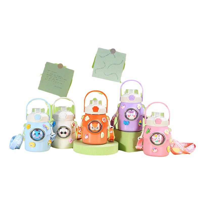 Cartoon Stainless Steel Children's Thermos Cup High Appearance Level Girl Student Sippy Cup Portable Jump Cap Pot Belly Cup