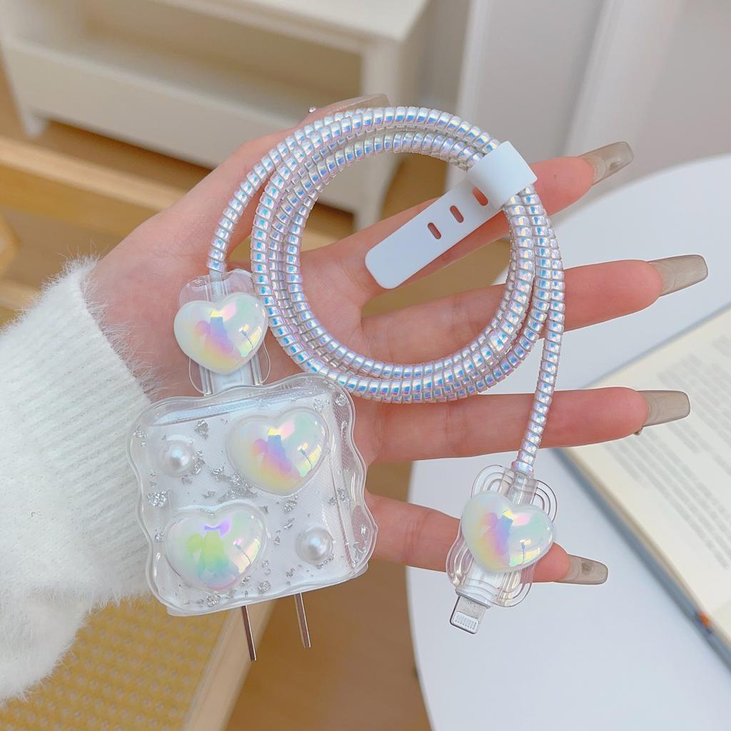 Geeignet für Apple Datenkabel Schutzhülle Ladegerät 20W Schnellladung bruchsicher Kabelaufwickler Niedliches Blume Tier Fortgeschritten