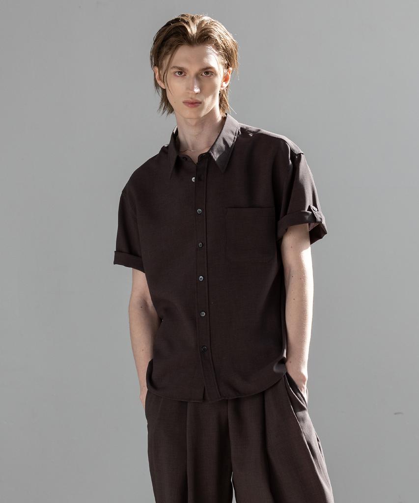 Dekkoloso [Set] Cool Linen-Like Short Sleeve Set [Charcoal]
