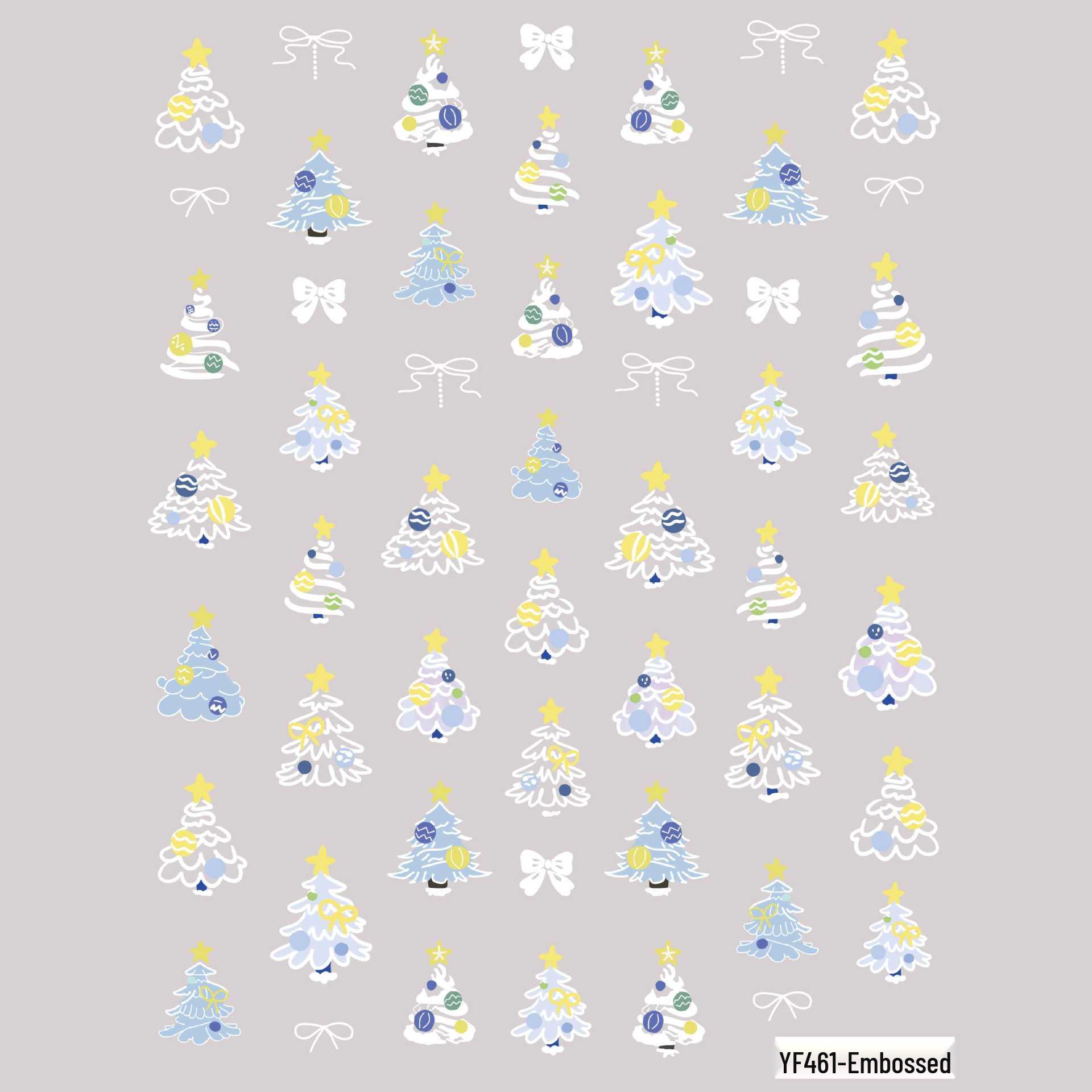 

Macaron Graffiti Christmas Nail Stickers: Embossed Cartoon Tree DIY Decorations Exquisite individual packaging【7.2*9.3cm】