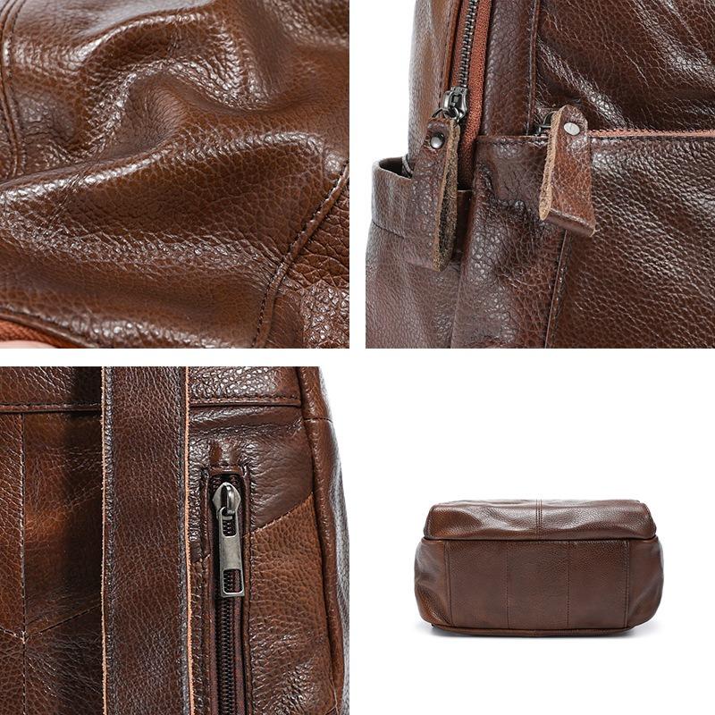 Leather Women's Bag New Backpack Women's Niche Backpack Women's Versatile Retro Cowhide Women's Bag