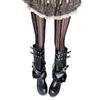 Women Sheer Fishnet Mesh Tights Stockings Aesthetic Hollowed Vertical Striped Patterned See Through Pantyhose Leggings