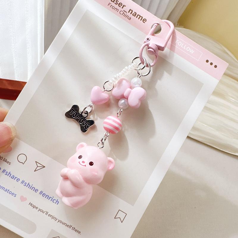 Cute Cartoon Little Dog Little Bear Keychain Kawaii Mini Animal Mobile Phone Pendant Bag Pendant Charms Backpack Decoration Gift