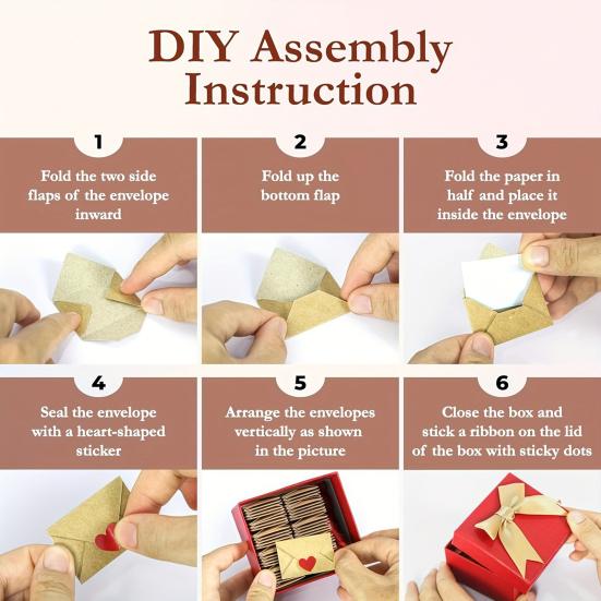 30/60 Stück Mini-Liebesbotschaften DIY Kleine Karten Herz-Aufkleber Liebesbotschaft mit Umschlägen Valentinstag Romantisch