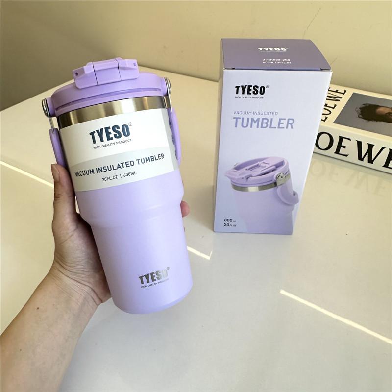 Tyeso Edelstahl Kaffeebecher Kalt und Heiß Doppelwandig Isoliert Becher Tumbler Thermo Wasserflasche Auto Reisebecher Vakuumbecher
