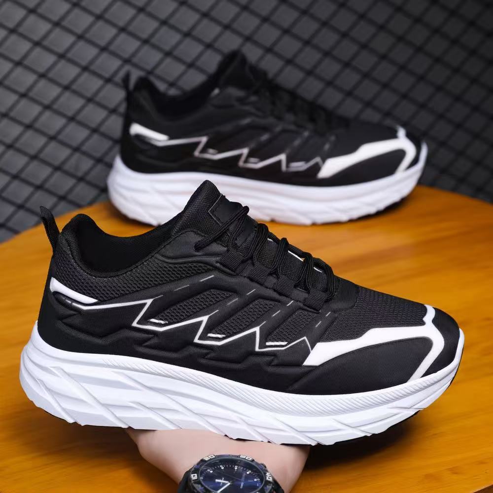 Men's Shoes Fashionable Sports Shoes Driving Trendy Low-top Straps Running Shoes Thick Sole Round Toe Versatile and Versatile