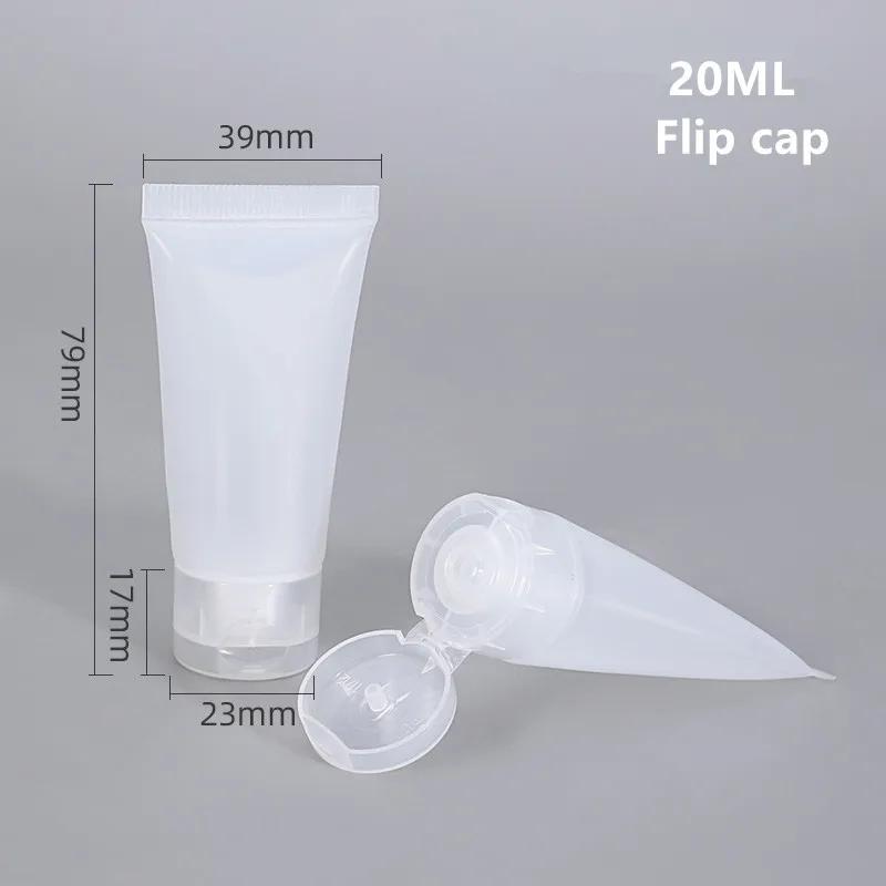 10 stk Tomme Påfyllbare Plastklemrør Gjennomsiktige Kosmetikkbeholdere Mykt Plastrør Reiseflaske med Flip-lokk