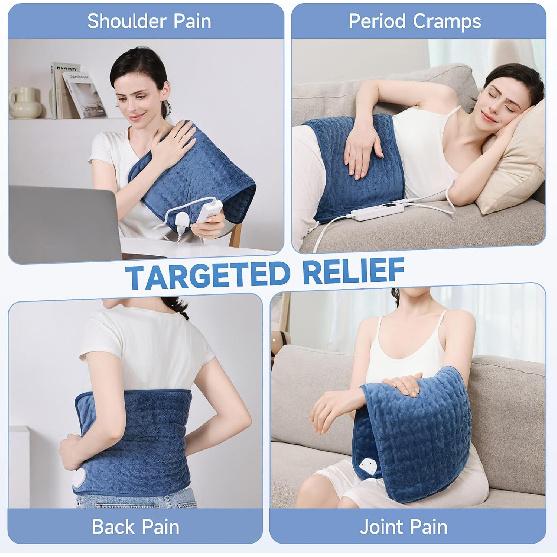 Heating Pad for Back, Heating Pad for Period Cramps with 6 Heat Settings & Timer, Portable Electric Heating Pads for Neck and Shoulders, Christmas