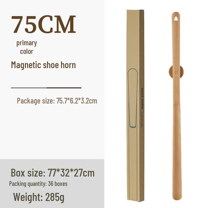 Black Walnut Long-Handled Magnetic Shoehorn: Elderly & Pregnant-Friendly Shoe Lifter Artifact.