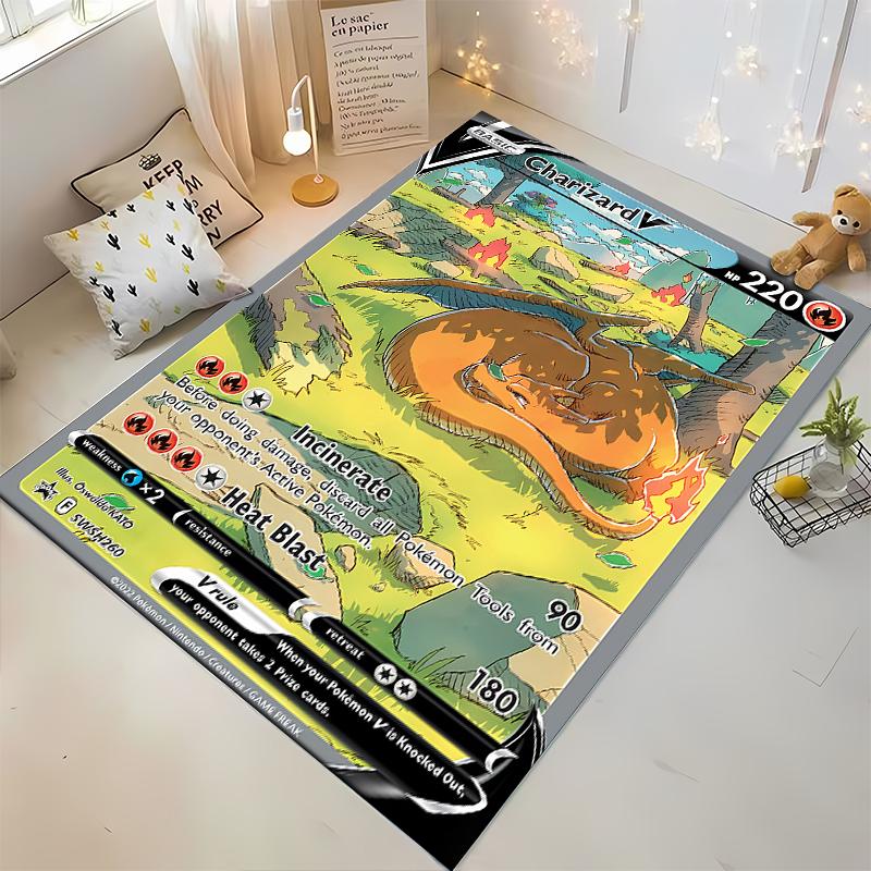 Potdemiel Japanese Anime Pokemon Charizard Card Pattern Carpets Bedroom Mats Rug Bedroom Decor Carpet Crawl Mat Christmas Gift