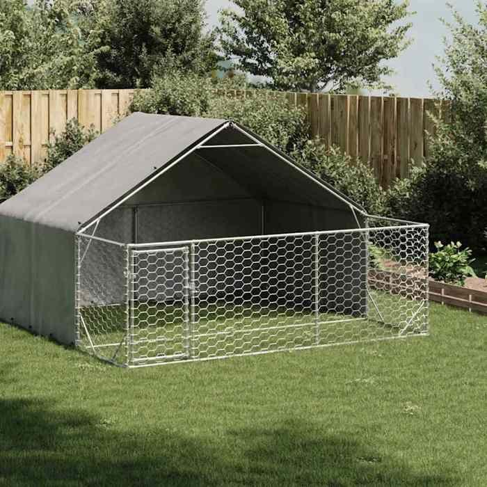 VidaXL Niche d'extérieur pour chien enclos 3x3x1,9 m acier galvanisé, cage de chien d'extérieur, grande cage de chien, niche 3329240